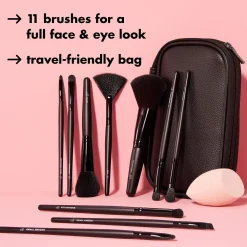 Full Face & Eye Makeup Brush Set with Travel Case