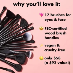 17-Piece Ultimate Makeup Brush Set & Travel Roll